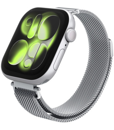Sidabrinės spalvos apyrankė Apple Watch 8 / 9 / 10 / 11 / 12 / SE (40 / 41 / 42 mm) laikrodžiui "Spigen WBM4 Band"