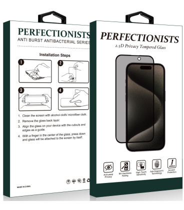 LCD apsauginis stikliukas 2.5D Privacy Perfectionists Apple iPhone 13/13 Pro/14/16e/17e juodas