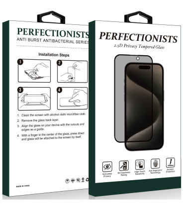 LCD apsauginis stikliukas 2.5D Privacy Perfectionists Apple iPhone 16e/17e juodas