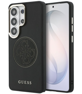 Juodas dėklas Samsung Galaxy S26 Ultra telefonui "Guess PU Perforated 4G Logo Magnetic Case"