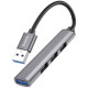 USB šakotuvas Hoco HB26 4-in-1 adapter USB-A to 1xUSB3.0 + 3xUSB2.0 pilkas