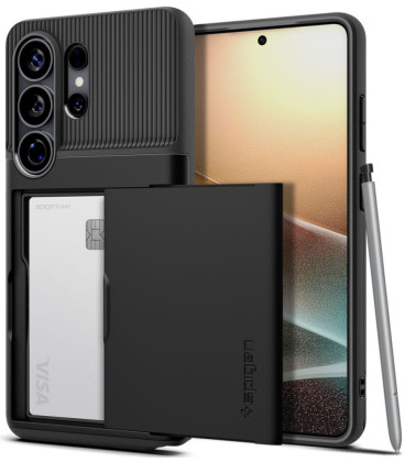 Juodas dėklas Samsung Galaxy S26 Ultra telefonui "Spigen Slim Armor CS"
