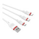 USB kabelis Borofone BX17 3in1 microUSB-Lightning-Type-C baltas