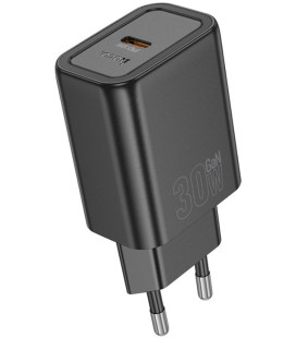 Juodas 1xUSB-C 30W GaN pakrovėjas "Hoco N62"