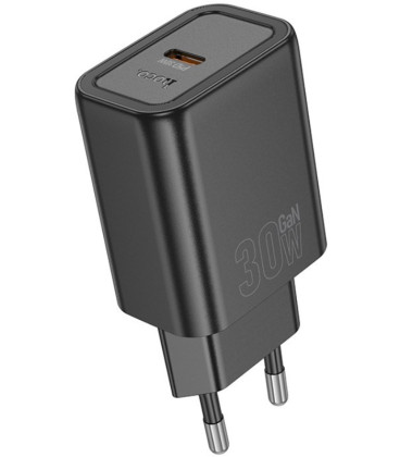 Juodas 1xUSB-C 30W GaN pakrovėjas "Hoco N62"