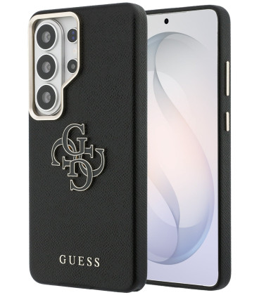 Juodas dėklas Samsung Galaxy S26 Ultra telefonui "Guess PU 4G Resin Metal Logo Case"