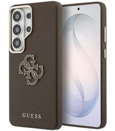 Rudas dėklas Samsung Galaxy S26 Ultra telefonui "Guess PU 4G Resin Metal Logo Case"