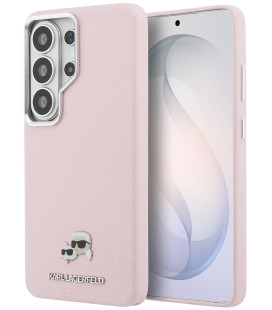 Rožinis dėklas Samsung Galaxy S26 Ultra telefonui "Karl Lagerfeld Grained PU Leather K&CH Heads Magnetic Case"