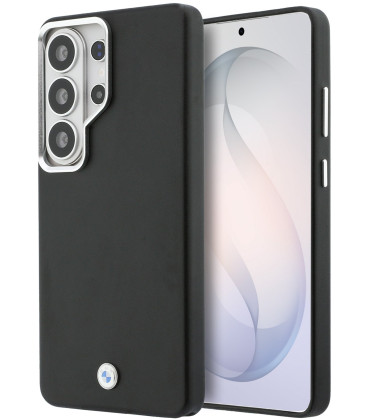 Juodas dėklas Samsung Galaxy S26 Ultra telefonui "BMW Signature PU Leather Metal Logo Magnetic Case"