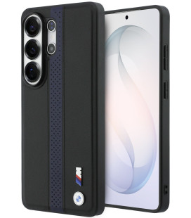Mėlynas dėklas Samsung Galaxy S26 Ultra telefonui "BMW M PU Leather Perforated Stripes and Metal Logo Magnetic Case"