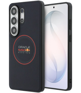 Mėlynas dėklas Samsung Galaxy S26 Ultra telefonui "Red Bull PU Leather Meshed Red Ring Magnetic Case"