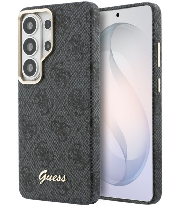 Juodas dėklas Samsung Galaxy S26 Ultra telefonui "Guess PU 4G Script Metal Logo Magnetic Case"