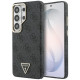 Juodas dėklas Samsung Galaxy S26 Ultra telefonui "Guess PU Leather 4G Strass Triangle Logo Gold Frame Magnetic Case"