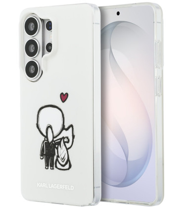 Skaidrus / baltas dėklas Samsung Galaxy S26 Ultra telefonui "Karl Lagerfeld IML K&CH Back Logo Magnetic Case"