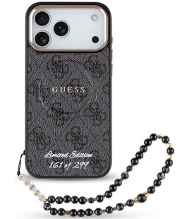 Juodas dėklas Apple iPhone 17 Pro Max telefonui "Guess PU 4G MagSafe Strap Limited Edition of 299 Case"