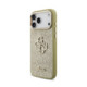 Auksinės spalvos dėklas Apple iPhone 17 Pro Max telefonui "Guess PU Fixed Glitter 4G Metal Frame Case"