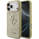 Auksinės spalvos dėklas Apple iPhone 17 Pro Max telefonui "Guess PU Fixed Glitter 4G Metal Frame Case"