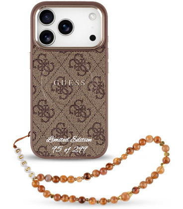 Rudas dėklas Apple iPhone 17 Pro telefonui "Guess PU 4G MagSafe Strap Limited Edition of 299 Case"