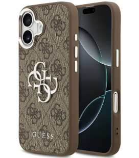 Rudas dėklas Apple iPhone 17 telefonui "Guess PU 4G Metal Logo Case"