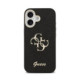 Juodas dėklas Apple iPhone 17 telefonui "Guess PU Fixed Glitter 4G Metal Frame Case"