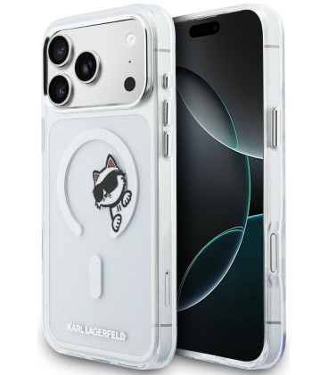 Skaidrus dėklas Apple iPhone 17 Pro Max telefonui "Karl Lagerfeld IML Choupette Peekaboo MagSafe Case"