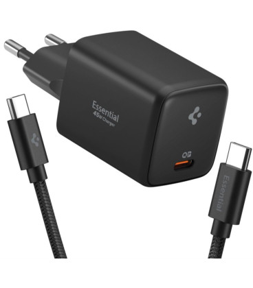 Juodas 45W 1xUSB-C pakrovėjas + USB-C - USB-C 100CM laidas "Spigen EE451EU Essential 1-Port"
