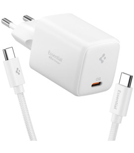 Baltas 45W 1xUSB-C pakrovėjas + USB-C - USB-C 100CM laidas "Spigen EE451EU Essential 1-Port"