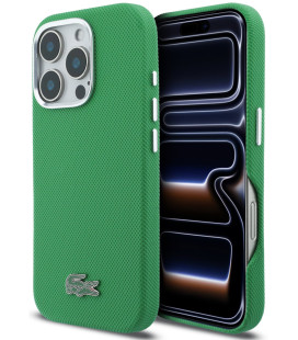 Žalias dėklas Apple iPhone 16 Pro Max telefonui "Lacoste PVC Iconic Petit Pique Metal Logo MagSafe Case"