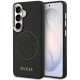 Juodas dėklas Samsung Galaxy S26 telefonui "Guess PU Perforated 4G Logo Magnetic Case"