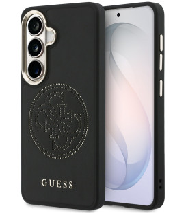 Juodas dėklas Samsung Galaxy S26 telefonui "Guess PU Perforated 4G Logo Magnetic Case"