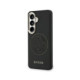Juodas dėklas Samsung Galaxy S26 telefonui "Guess PU Perforated 4G Logo Magnetic Case"