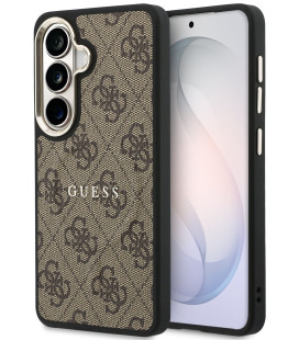 Rudas dėklas Samsung Galaxy S26 Plus telefonui "Guess PU Leather 4G Gold Frame Magnetic Case"