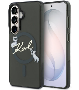 Juodas dėklas Samsung Galaxy S26 telefonui "Karl Lagerfeld IML Choupette Karl Script Logo Magnetic Case"