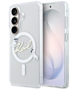 Skaidrus dėklas Samsung Galaxy S26 telefonui "Karl Lagerfeld IML Choupette Karl Script Logo Magnetic Case"
