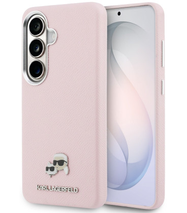 Karl Lagerfeld Grained PU Leather K&CH Heads Magnetic Case for Samsung Galaxy S26+ Pink