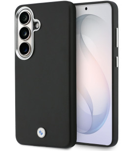 Juodas dėklas Samsung Galaxy S26 telefonui "BMW Signature PU Leather Metal Logo Magnetic Case"