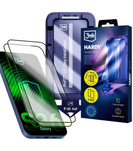 LCD apsauginis stikliukas (2 vnt.) su aplikatoriumi 3mk Hardy Hardura 9H Samsung S947 S26 Plus juodas