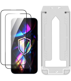 LCD apsauginis stikliukas (2 vnt.) su aplikatoriumi 3mk Hardy Hardura 9H Apple iPhone 17 Pro / 18 Pro juodas