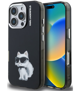 Juodas dėklas Apple iPhone 16 Pro Max telefonui "Karl Lagerfeld IML Aquarelle Choupette Case"