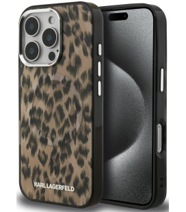 Rudas dėklas Apple iPhone 16 Pro Max telefonui "Karl Lagerfeld IML Leopard MagSafe Case"