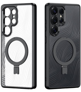 Juodas / skaidrus dėklas Samsung Galaxy S26 Ultra telefonui "Dux Ducis Aimo Magnetic Stand"