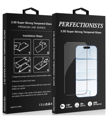 Juodas LCD apsauginis stikliukas Apple iPhone 17 Pro Max / 18 Pro Max telefonui "Perfectionists 2.5D Super Strong"