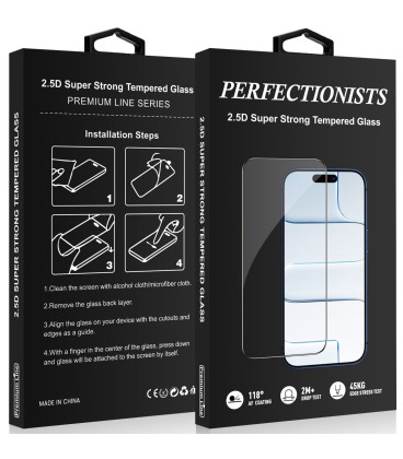 Juodas LCD apsauginis stikliukas Apple iPhone 14 Pro telefonui "Perfectionists 2.5D Super Strong"