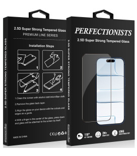 Juodas LCD apsauginis stikliukas Apple iPhone 14 Pro Max telefonui "Perfectionists 2.5D Super Strong"