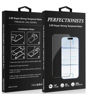 Juodas LCD apsauginis stikliukas Apple iPhone 14 Pro Max telefonui "Perfectionists 2.5D Super Strong"