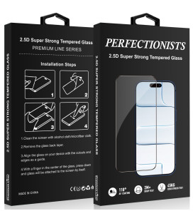 Juodas LCD apsauginis stikliukas Apple iPhone 15 / 16 telefonui "Perfectionists 2.5D Super Strong"
