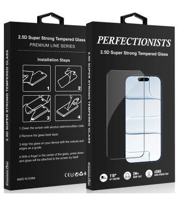 Juodas LCD apsauginis stikliukas Samsung Galaxy A37 5G / A57 5G telefonui "Perfectionists 2.5D Super Strong"