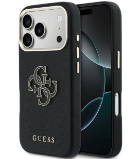 Juodas dėklas Apple iPhone 17 Pro Max telefonui "Guess PU Resin Logo Case"