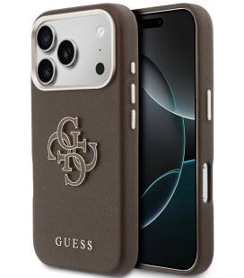 Rudas dėklas Apple iPhone 17 Pro Max telefonui "Guess PU Resin Logo Case"