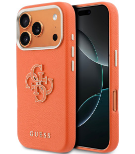 Oranžinis dėklas Apple iPhone 17 Pro Max telefonui "Guess PU Resin Logo Case"